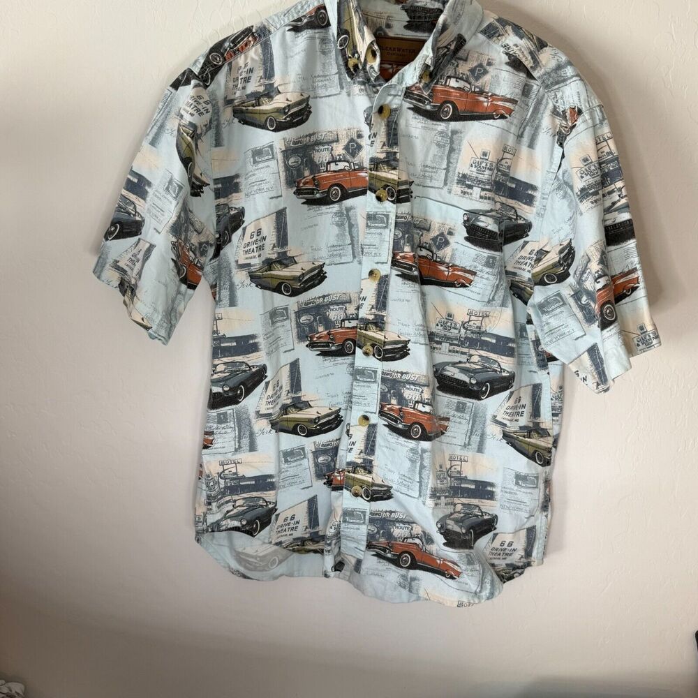 Clear Water Outfitters Vintage Cars All Over Print Hawaiian Shirt M